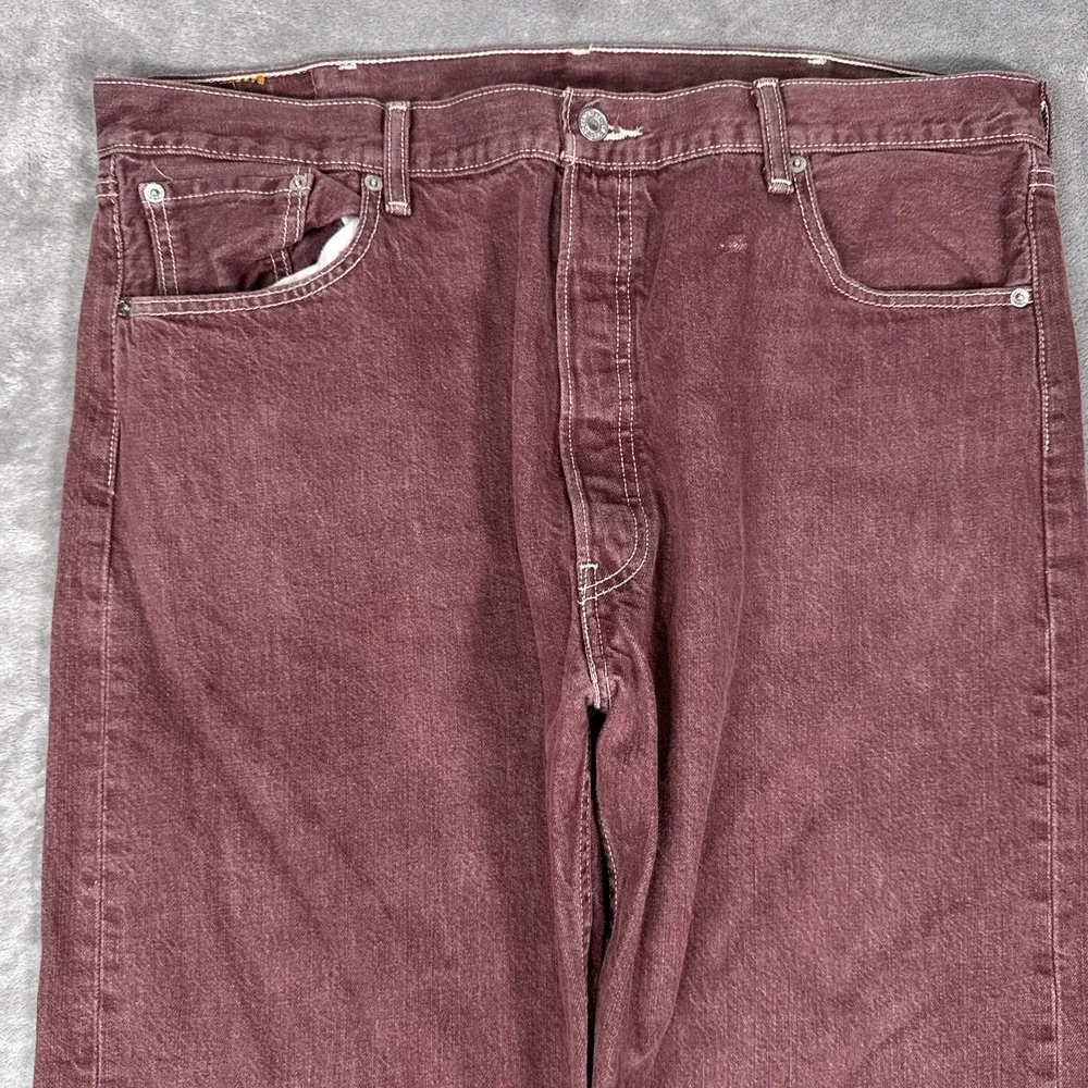Vintage Levis 501 XX Jeans Mens 42x32 (Fits 40x29) )Burgundy Button Fly Straight - Picture 2 of 11
